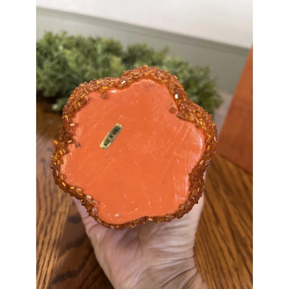 The Cracker Barrel Masquerade Party Collection Beaded Orange Pumpkin